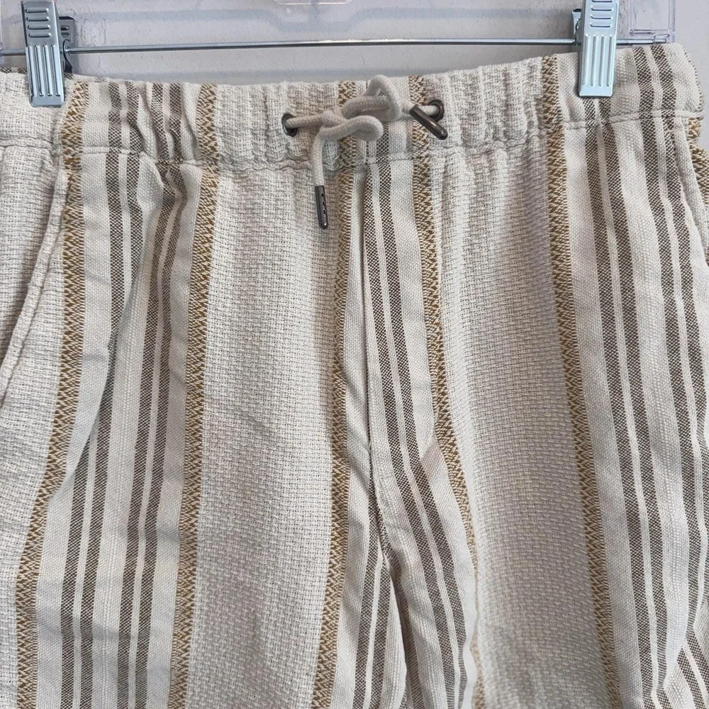 American Eagle Striped Textured Organic Cotton Blend Shorts Cream Tan XS